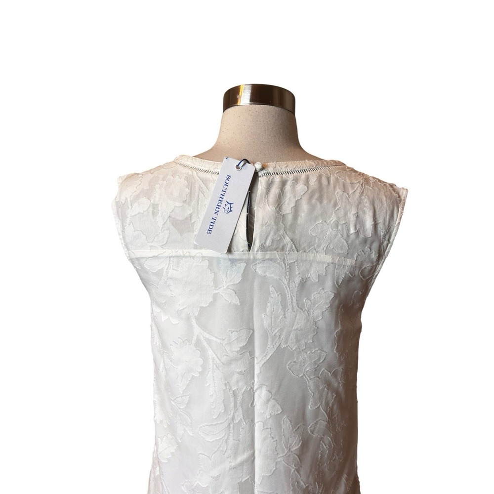 Southern Tide Cora Shift Dress Size 2 White Sand Silk Blend Coastal Textured - Picture 5 of 8